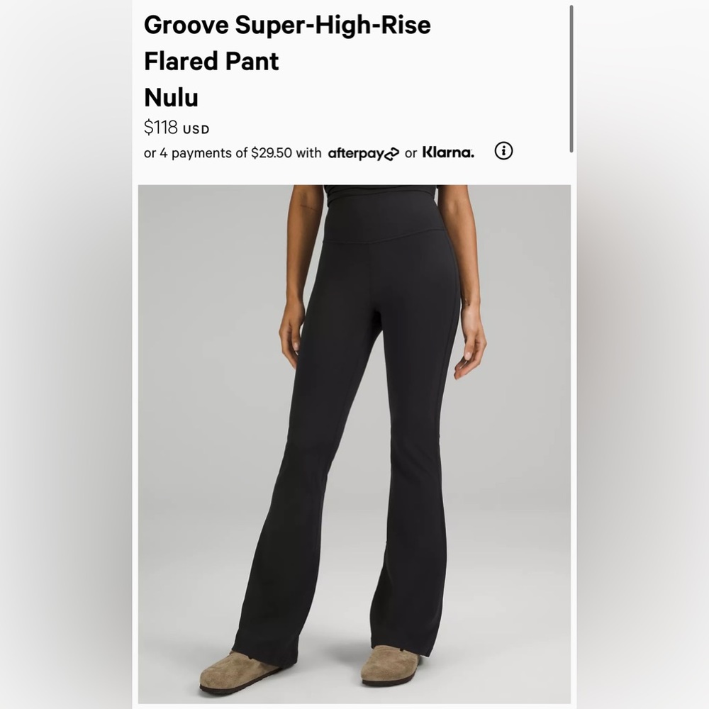Lululemon Groove Pant, black size 4